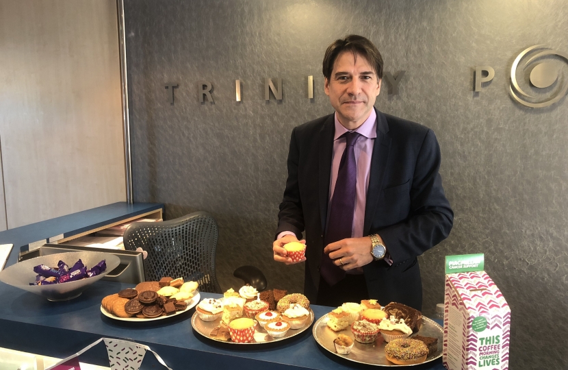 James Morris MP at a Macmillan coffee morning 