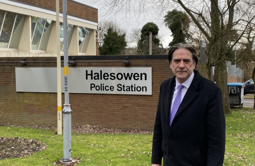 James outside Halesowen Police Station