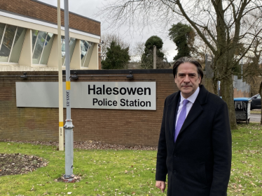 James outside Halesowen Police Station